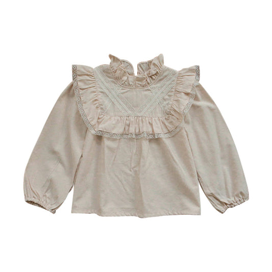 Blusa Infantil Elegante con Cuello de Madera y Flores - Image 2