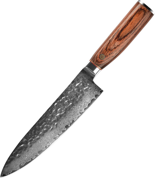 Cuchillo Damasco para Picar con Mango de Madera - Image 2