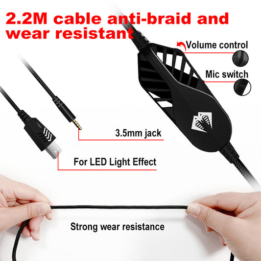 Headset Gaming Profesional Alámbrico con Micrófono y Luz LED - Image 2
