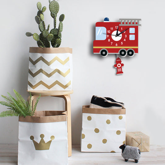 Reloj de Pared Decorativo Camión de Bomberos con Péndulo Animado - Image 2