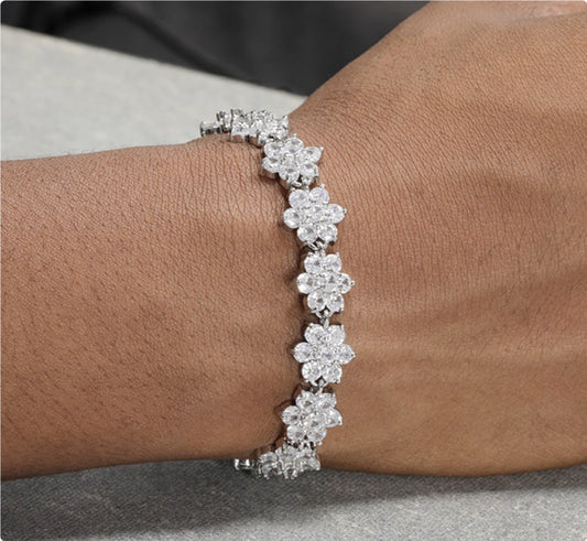 Pulsera Lotus de Diamantes Azules para Hombre - Cadena de Tenis Hip Hop Dopamina - Image 2
