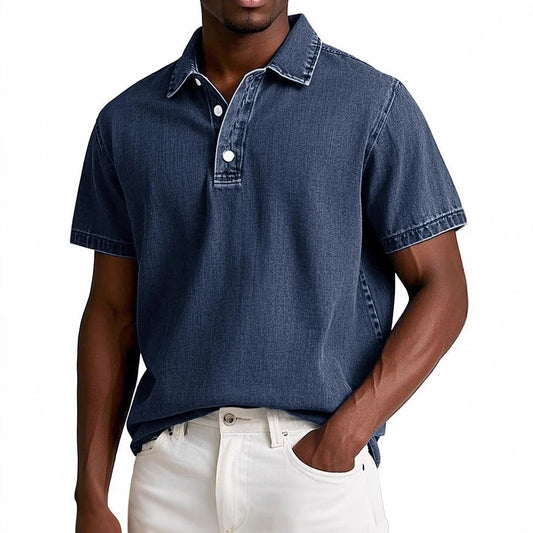 Polo Vintage de Manga Corta Liso para Hombre - Casual y Profesional - Image 2
