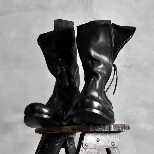 Botas de Cuero Deconstruidas Irregulares Estilo Retro para Hombre - Image 2