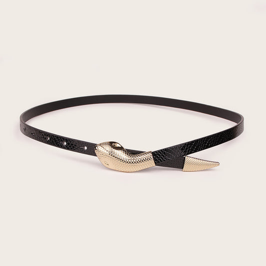Cinturón de Cuero Charol con Diseño Piel de Serpiente y Cierre de Presión - Image 2