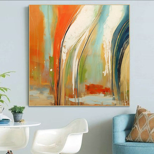 Cuadro Abstracto Moderno Naranja - Lienzo Óleo Artesanal sin Marco - Image 2