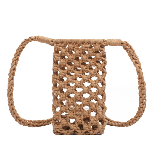 Bolsa Mensajera Tejida de Colores Lisos - Estilo Casual Multiusos - Image 2