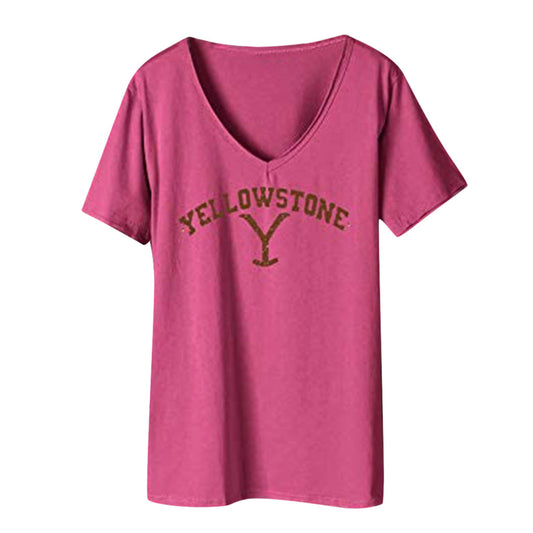 Playera Oversize Cuello V Estampado con Letras para Mujer - Image 2