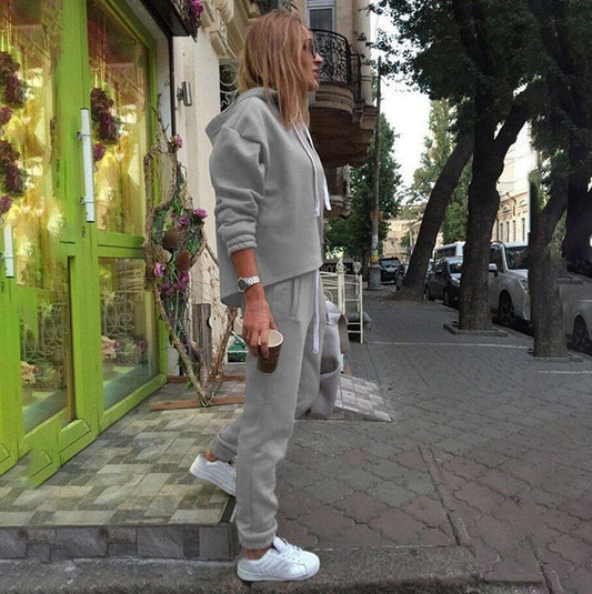 Conjunto Deportivo Mujer Sudadera Irregular con Capucha Dos Piezas - Image 2