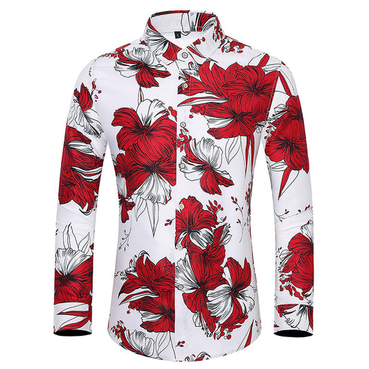 Camisa Estampada de Manga Larga para Hombre Talla Grande - Image 2