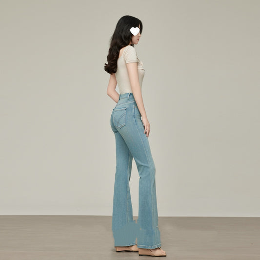 Pantalones Skinny Talle Alto Acampanados Mujer - Colores Claros Primavera Verano - Image 2