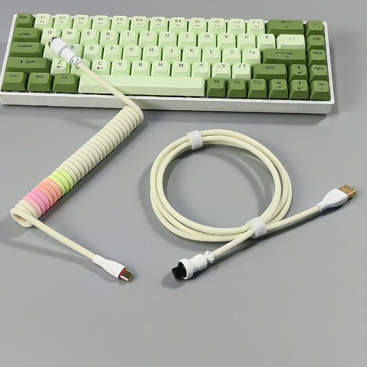 Cable USB Tipo C Espiral Mecánico con Resorte y Interfaz de Metal - Image 2