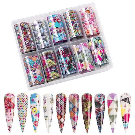 Stickers de Uñas con Transferencia Floral y Efecto Estrella - Image 2