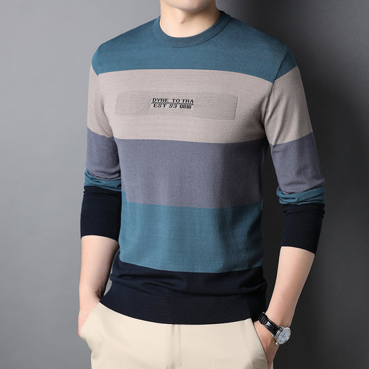 Suéter Cuello Redondo a Rayas para Hombre - Image 2