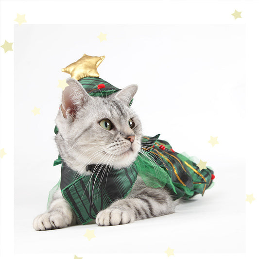Disfraz Navideño para Gatos - Capa de Árbol con Gorro de Estrella - Image 2