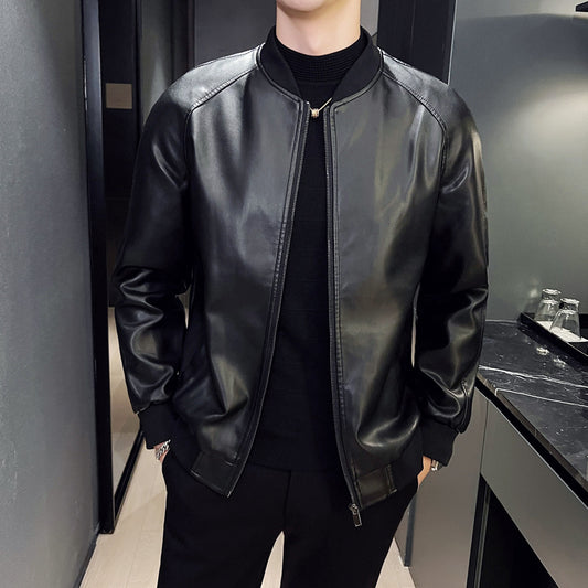 Chaqueta de Cuero Lavado Slim Fit para Hombre - Estilo Moderno - Image 2