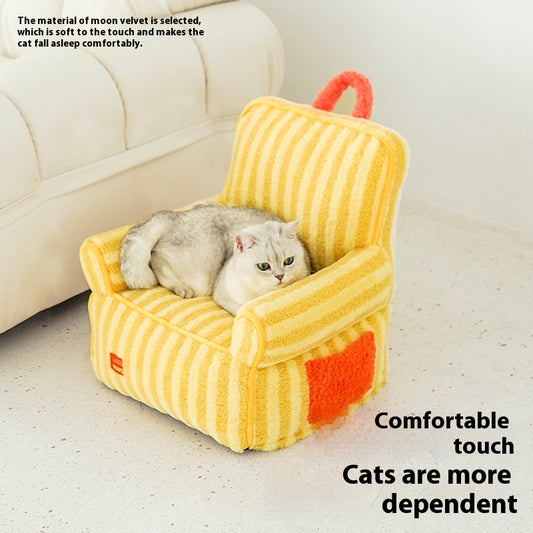 Cama Térmica para Mascotas de Rayas - Cómoda en Todas las Estaciones con Funda Lavable - Image 2