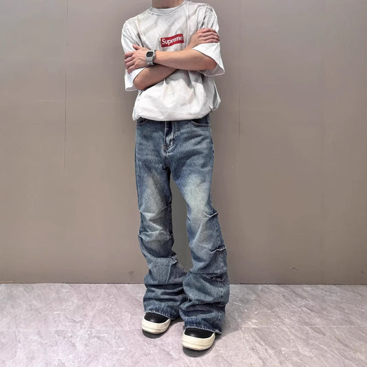 Jeans Skinny Plisados Efecto Vintage Estilo Urbano - Image 2