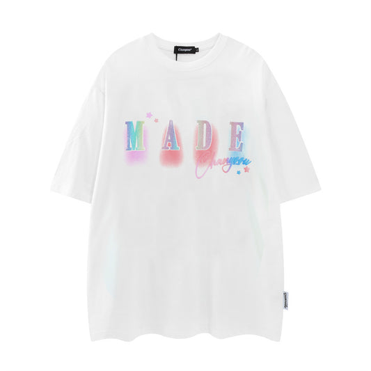 Camiseta Hombre Manga Corta Suelta Transpirable Estampado Letras Verano - Image 2