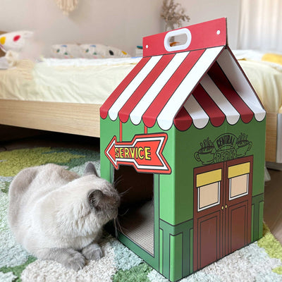 Rascador Café Gato con Nido - Tabla Desgaste Resistente para Afilar Uñas