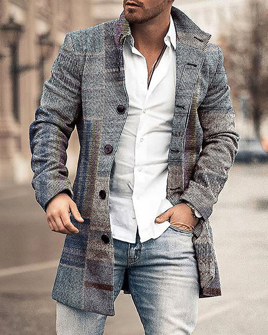 Abrigo Casual de Lana para Hombre con Cuello Alto - Corte Medio Largo - Image 2