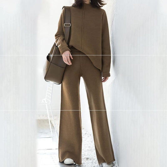 Conjunto de Pantalón Ancho y Suéter Tejido Grueso para Mujer - Image 2