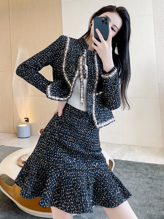 Conjunto de Falda y Chaqueta Corta de Cintura Alta Elegante - Image 2
