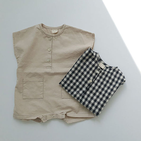 Conjunto de Verano para Bebé con Diseño Escocés - Romper y Gorro Coordinado - Image 2