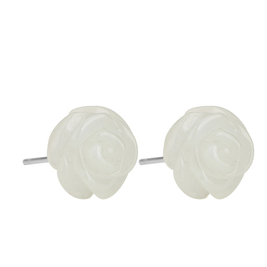 Aretes de Jade Hetian con Flor de Plata de Ley para Mujer - Image 2