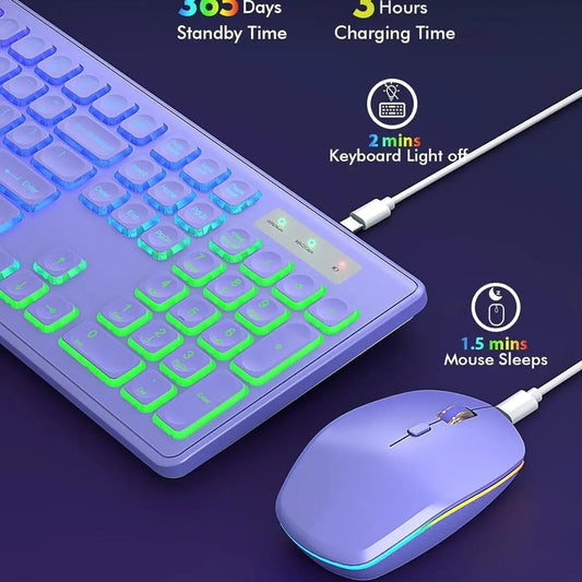 Teclado y Ratón Inalámbricos con Retroiluminación 24g Recargables - Image 2