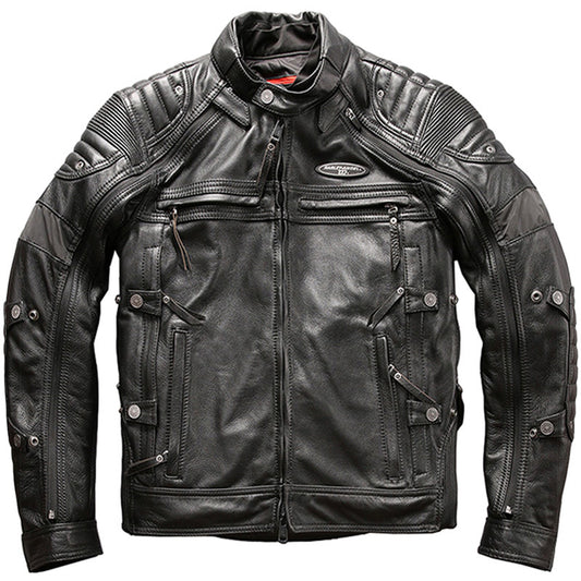 Traje de Motociclista en Cuero Genuino con Cuello Tipo Stand Slim Fit - Image 2