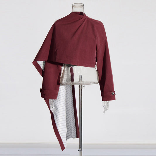 Blazer Ejecutivo con Capa y Cuello Alto para Mujer - Image 2