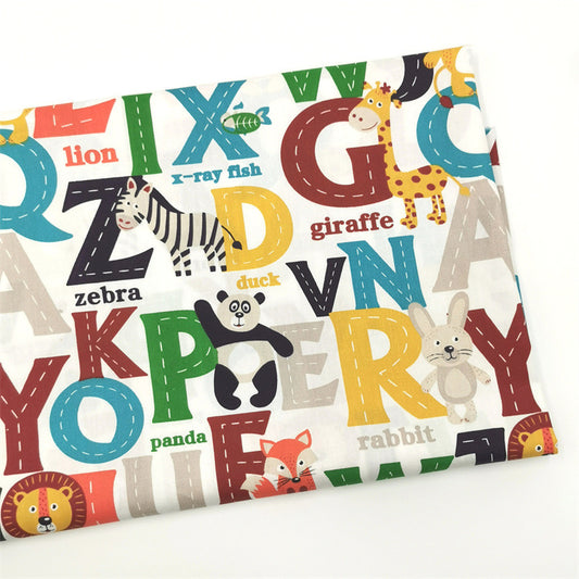 Tela de Algodón Puro para Ropa de Cama Infantil con Diseño de Animales del Abecedario - Image 2