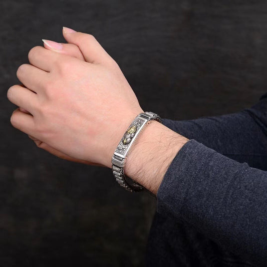 Pulsera de Plata Pura Retro Tai para Hombre - Image 2