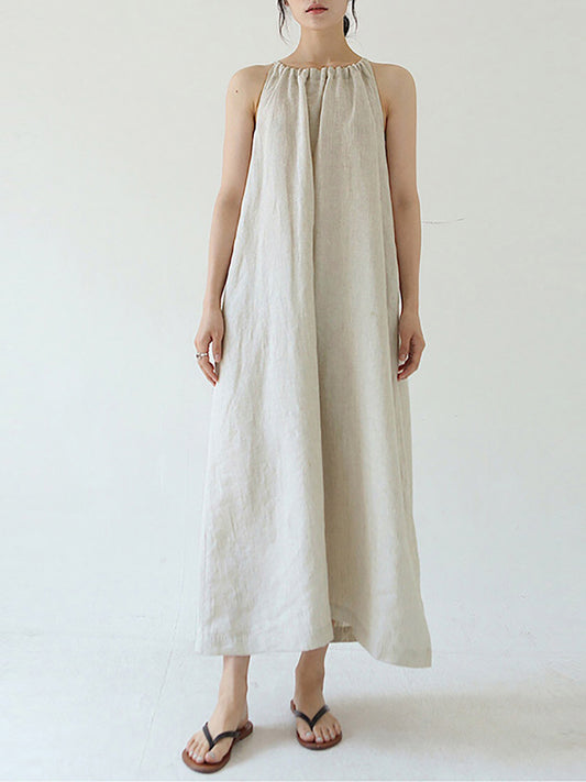 Vestido de Algodón y Lino con Hombros Descubiertos y Amarre Suelto - Image 2