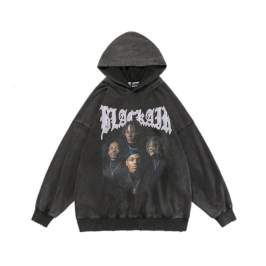 Sudadera Vintage Estampado Rap Lavada para Otoño Invierno - Image 2