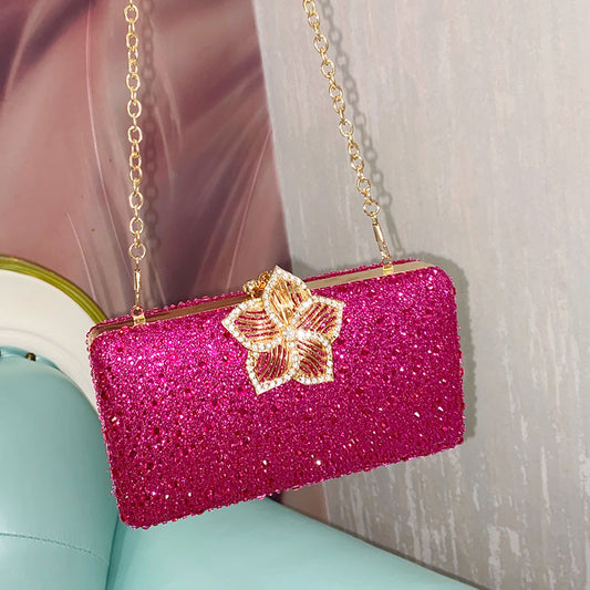 Bolso Bandolera Elegante con Flores y Diamantes para Eventos - Image 2