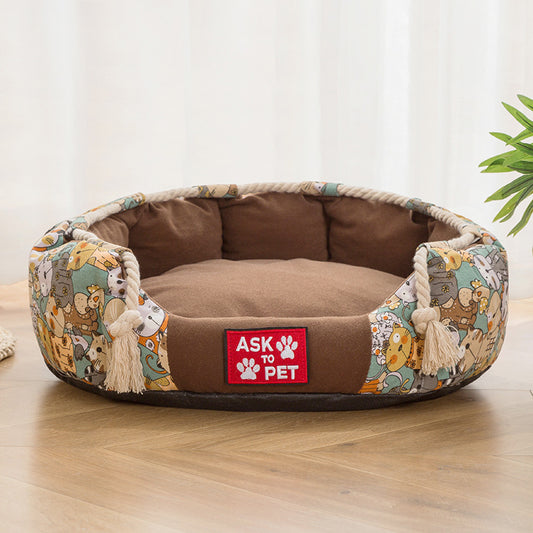 Cama Térmica para Mascotas con Diseño Impreso y Felpa Acolchada - Image 2