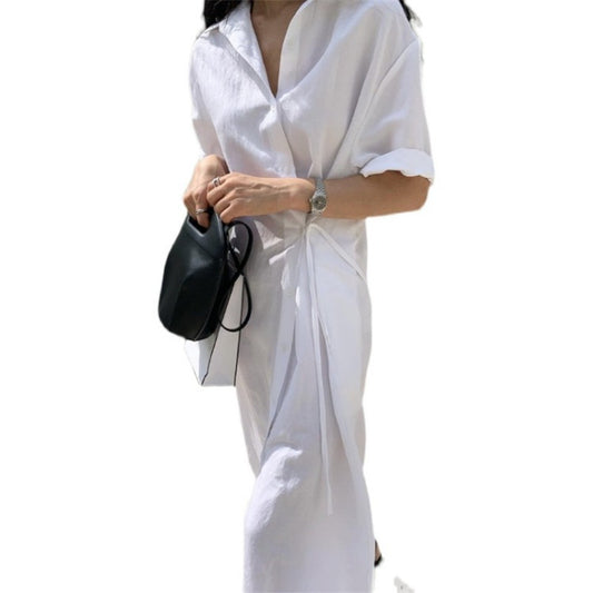 Vestido Camisero Minimalista Largo Bajo la Rodilla - Image 2