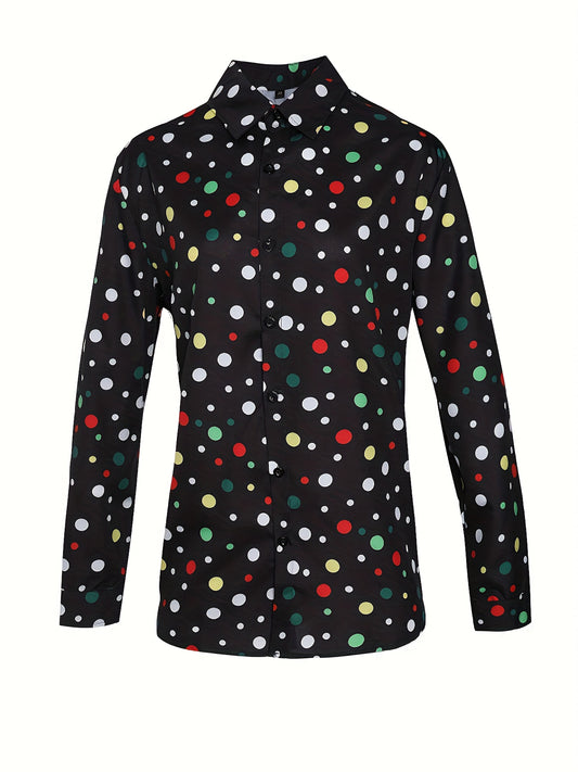Camisa Manga Larga con Lunares para Hombres y Adolescentes - Image 2