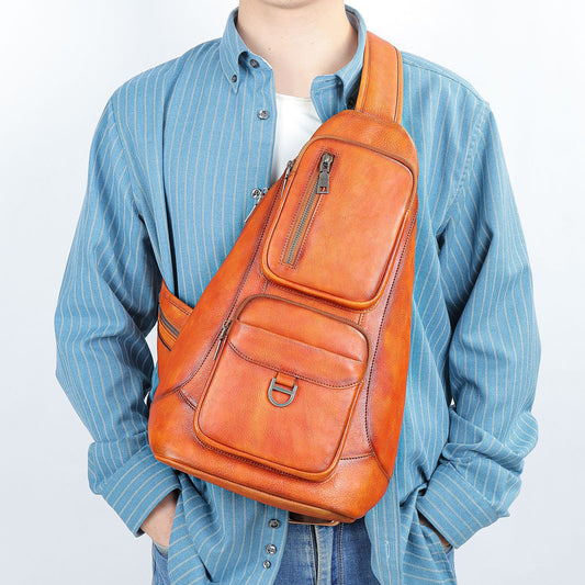 Bolsa de Pecho Cuero Genuino Gran Capacidad Messenger Crossbody Estilo Vintage - Image 2