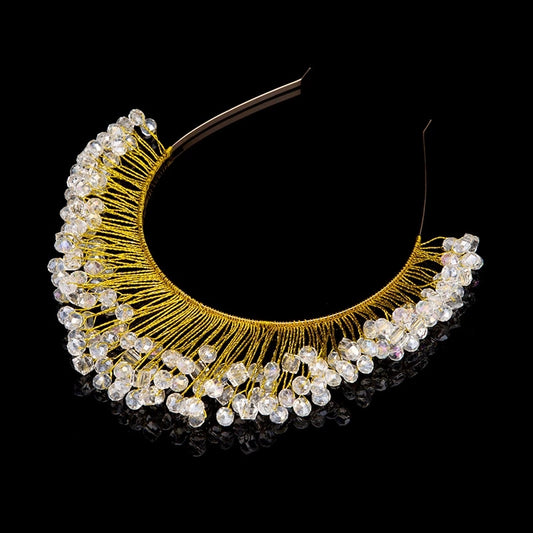 Diadema Nupcial con Cristales Facetados - Tocado de Novia Artesanal - Image 2