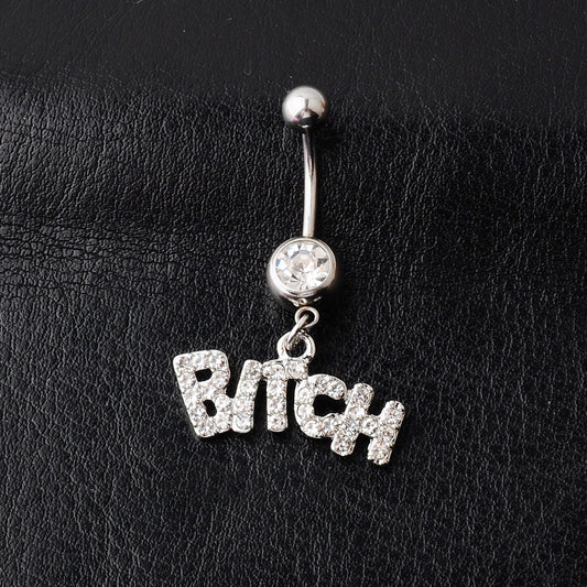 Piercing Ombligo Diamante Incrustado con Letras y Números - Image 2