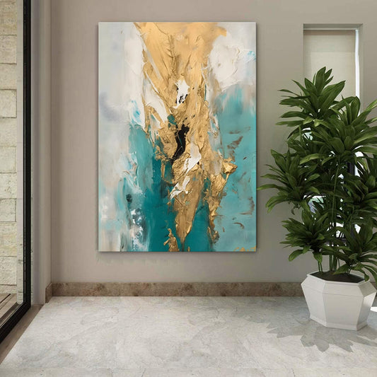 Cuadro Abstracto Moderno con Detalles Dorados - Lienzo Artesanal para Decoración del Hogar - Image 2