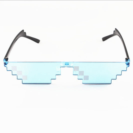 Red pixelated mosaic sunglasses with black arms and white pixel accents, ideal for anime cosplay or funny costumes. - Image 2