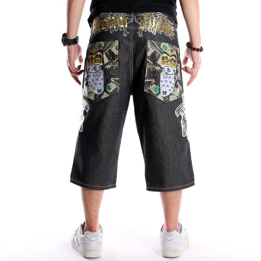 Shorts de Mezclilla Bordados Talla Grande Hombre Corte Relajado - Image 2