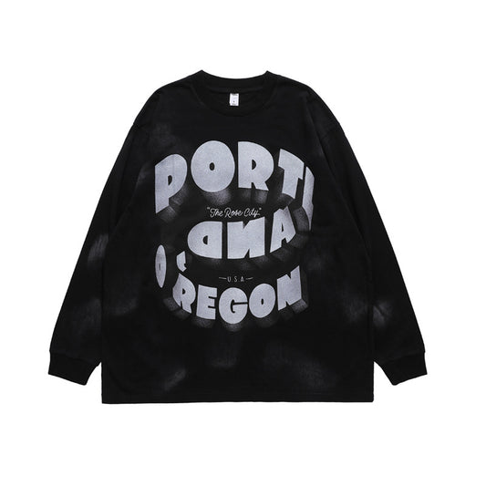 Camiseta Manga Larga Hombre Estilo Retro Distressed Suelta - Image 2