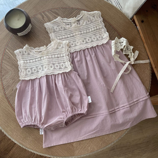Vestido Princesa para Hermanas con Encaje y Bordado Delicado - Image 2