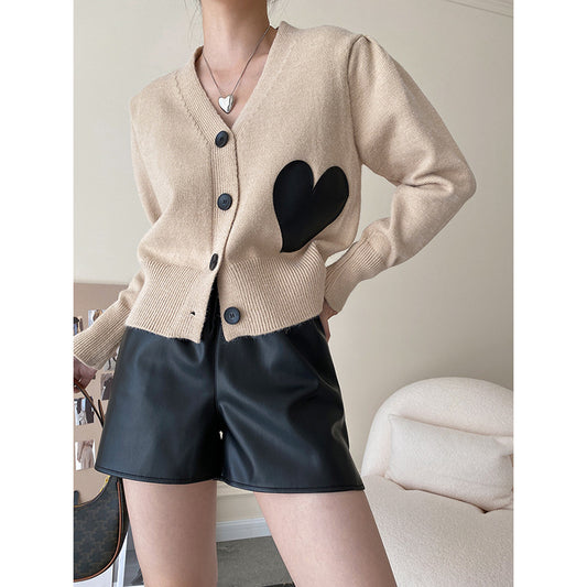 Cardigan Tejido Cuello V con Detalles en Contraste y Etiqueta Love - Image 2