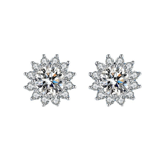 Aretes de Plata con Moissanita Girasol - Image 2