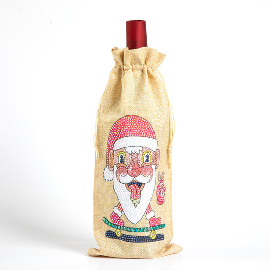 Bolsa para Vino con Pintura de Diamantes Navideña Europeo-Americana - Image 2